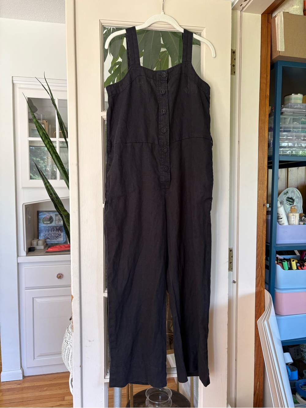Everlane Black Button-Front Cropped Jumpsuit - Picture 3 of 5